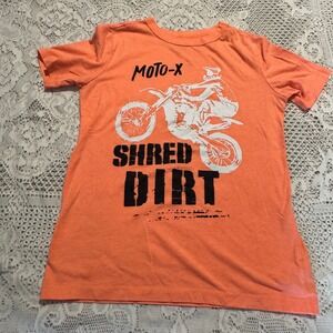 OshKosh Originals Kids Orange Moto X Shred Dirt Graphic T Shirt Size 10 12